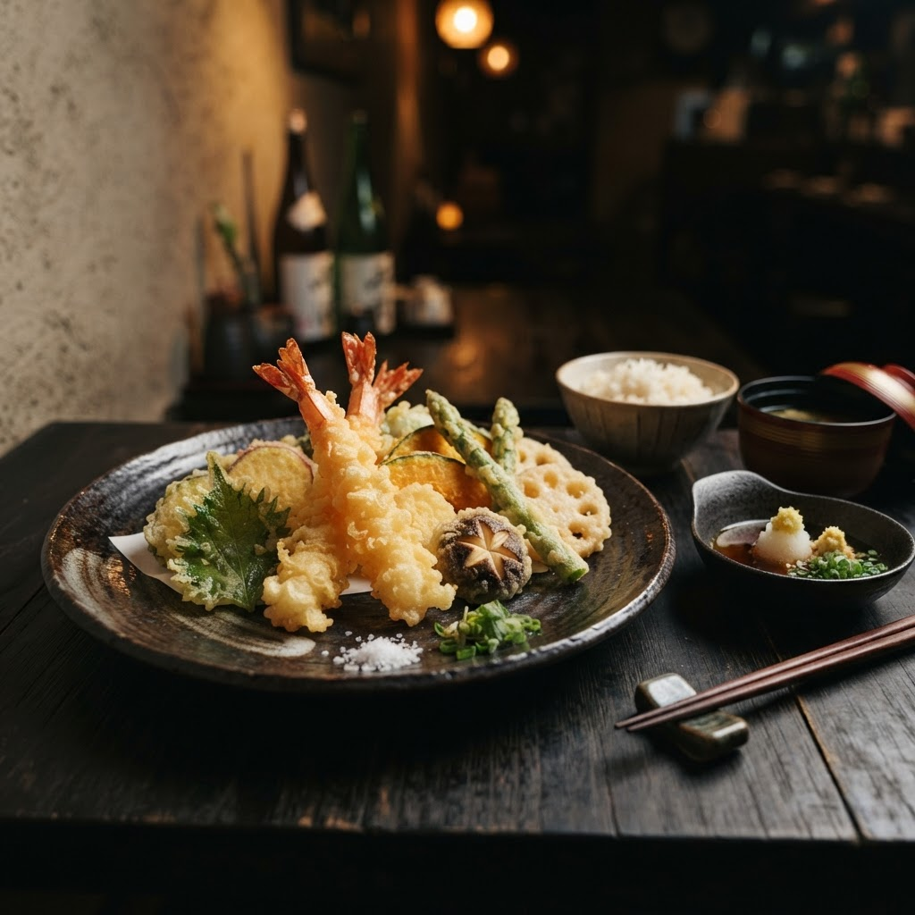 Golden crispy tempura